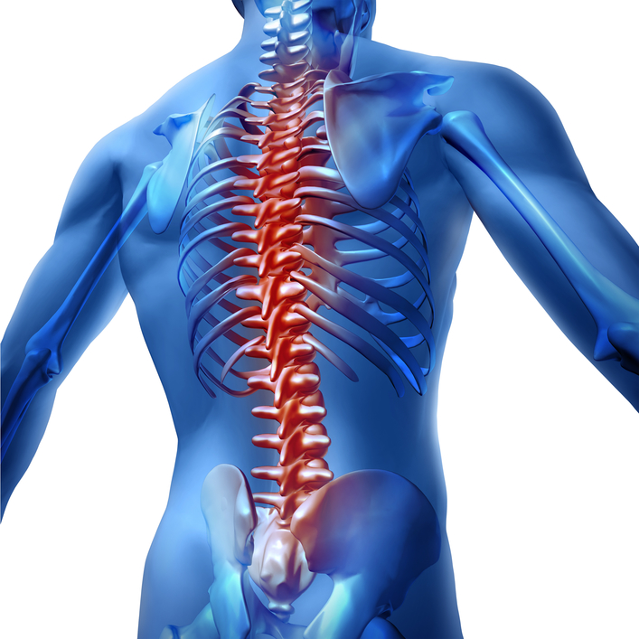 Image depicting back pain emanating from the spinal column
