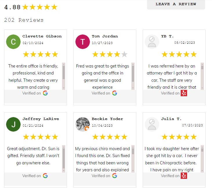 image of customers reviews for Good Life Chiropractic